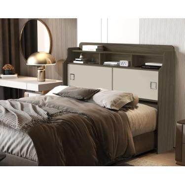 Imagem de Cabeceira Box Casal 1,40 Jessica Com Prateleira Nicho e Porta de Corre