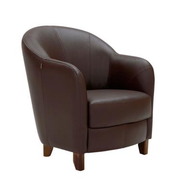 Imagem de Poltrona Decorativa Sala de Estar Pés Madeira Kairós Couro Chocolate Gran Belo