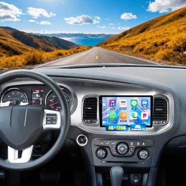 Imagem de [4 + 128 G] Rádio estéreo para carro Android 15 para Dodge Charger 2011-2014 com carro sem fio e Android Auto, rádio de carro de 9 polegadas com link espelhado, Bluetooth, FM/RDS WiFi, GPS EQ, DSP SWC
