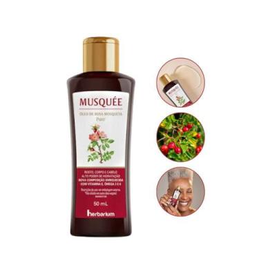 Imagem de Óleo De Rosa Facial Puro Mosqueta Musquée Vegetal Herbarium 50ml Corpo