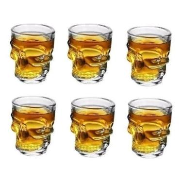 Imagem de Copo Para Shot De Vidro Caveira 45ml 6 Unidades Tequila Whisky Bar Ape