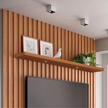 Imagem de Prateleira MDF decorativa com luzes LED e suporte invisível 1,50m Frei