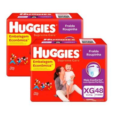 Imagem de Kit 2 Fralda Roupinha Huggies Supreme Care Tamanho XG Pacote Hiper 48 