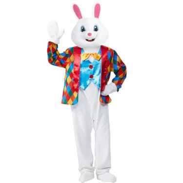 Imagem de Frojuly Easter Bunny Costume Adult Rabbit Mascot Jumpsuit Suit Deluxe Bunnies Head Onesie Outfit for Men Women Plus Size Holiday 2XL3XL