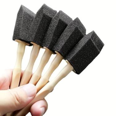 Imagem de 1 escova de limpeza de detalhes de saída de ar do carro com esfregão de espuma e cabo de madeira para ventilação de ar condicionado e grades de painel interior, 1 peça