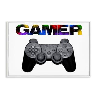 Imagem de Stupell Industries Gamer with Rainbow Splatter White Framed Giclee Art, design por Marcus Prime, 12 x 18