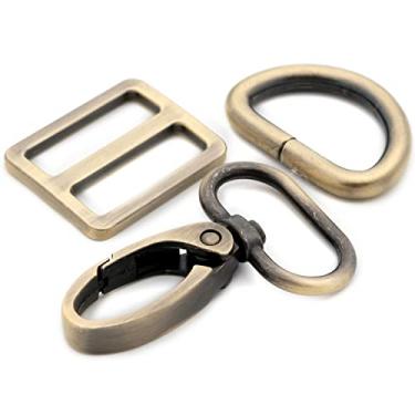 Imagem de Anel oval com fechos de garra de lagosta, conjunto de 5 fechos de chaveiro, anel oval, ganchos de pressão giratórios para bolsa de alça para artesanato de quintal (3,8 cm, latão escovado)