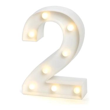 Imagem de Luminária Decorativa Led 3D Número 2 Branca 21Cm Decor Festa