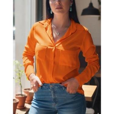 Imagem de Camisa Social Feminina Sport Manga Longa Tshirt Leve Macia Elegante Com Bolsos Cores do Verão-Feminino