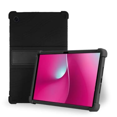 Imagem de Capa para T-Mobile Revvl Tab 2 de 10,1 polegadas, compatível com o tablet Android T-Mobile Revvl Tab 2 – Capa protetora de silicone macio com suporte, resistente a quedas à prova de choque (preta)