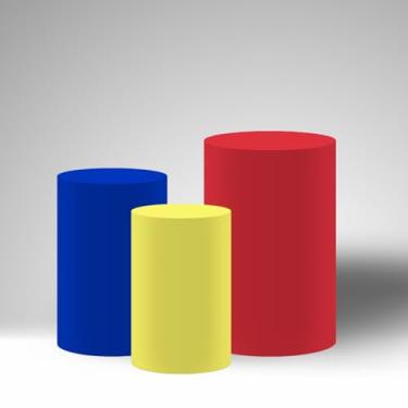 Imagem de Haploquest Conjunto de 3 capas de pedestal, vermelho, azul, amarelo, toalha de mesa de elastano para artigos de festa de chá de bebê, elástico lavável (3GG + G)