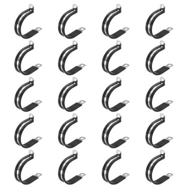 Imagem de HARFINGTON Braçadeira de cabo de aço inoxidável 20 peças de 40 mm (1-9/16 pol.) Grampos de conduíte acolchoados de borracha para instalação doméstica industrial automotiva fio de tubulação