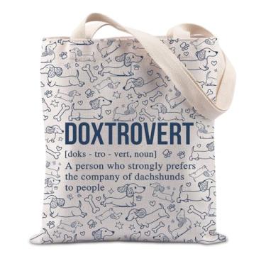 Imagem de TIIMG Doxtrovert Dog Mom Dachshunds Lover Gift Dachshund dono Puppy Pet Weiner Dog Gift Tote Bag, Doxtrovert