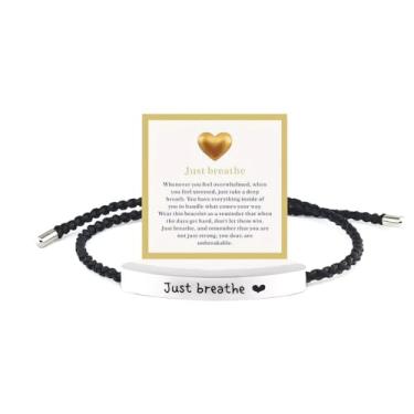 Imagem de Pulseira Don't Let The Hard Days Win Remember Who The F You Are Pulseira God is in Control Pulseiras Let Them Pulseiras Just Breathe Joias Presentes de Amizade, Medium, Latão, Sem Pedra Preciosa