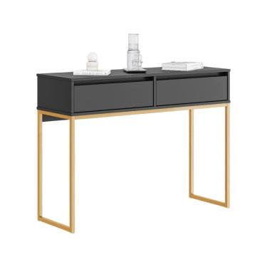 Imagem de Buffet Luce Retro Madeira 2 Gavetas Estilo Industrial Preto Dourado