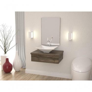 Imagem de Conjunto Bancada C-cuba L38 E Espelheira Metrópole 601 Carvalho Carvalho Dark