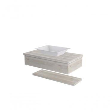 Imagem de Conjunto Bancada C-cuba Messina E Prateleira Metrópole 805 Preto ônix Snow