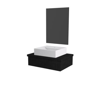 Imagem de Conjunto Bancada C-cuba Q39 E Espelheira Metrópole 601 Nogal Preto ônix