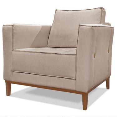 Imagem de Poltrona Decorativa Balli 1 Lugar Pes Madeira Linho Areia Ezz Areia