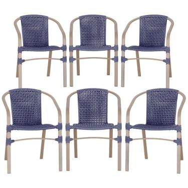 Imagem de 06 Cadeiras Floripa Alumínio Pintura Fendi Trama Original Azul
