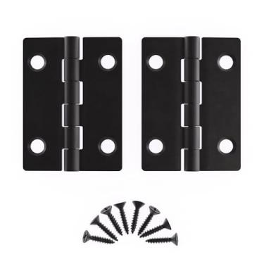 Imagem de Dobradiças pretas planas - 5 cm x 3,5 cm - Pacote com 4 - Dobradiças de porta de armário de montagem embutida - Ferragens de móveis antigos - BH7-SBL (2)