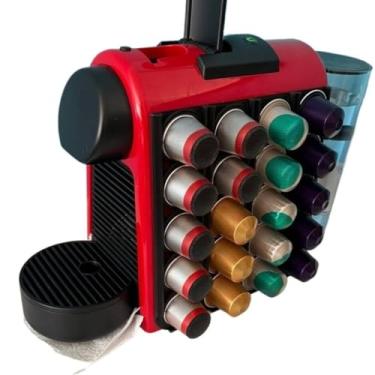 Imagem de Organizador de Cápsulas Versátil - Porta Cápsulas para 20 Unidades na Parede, Balcão ou Prateleira, Economize Espaço(PRETO)