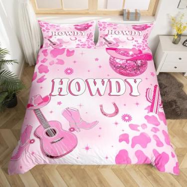 Imagem de Erosebridal Conjunto de cama de solteiro com estampa de vaca leiteira rosa, capa de edredom para meninas, crianças, adolescentes, estampa de vaca leiteira, retrô, 2 peças, decoração de quarto (sem