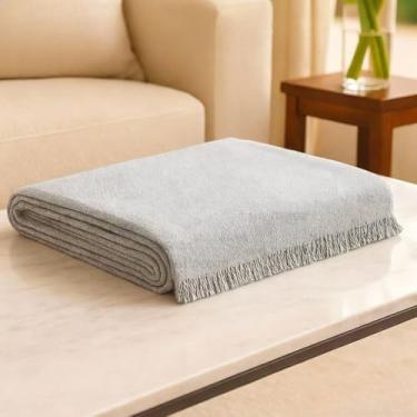 Imagem de Manta de Sofa, Manta para Sofa Grande, 4,00 X 1,8m Decorativa e Capa Protetora Algodão Artesanal Resistente e Duradouro Adequado para uso doméstico(Cinza Claro King)