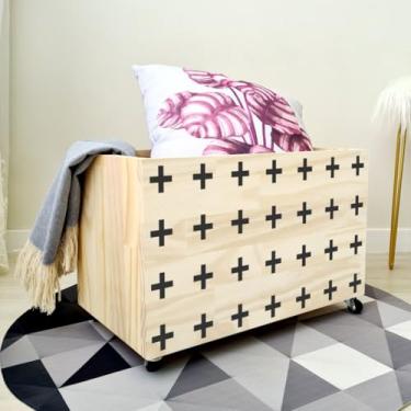 Imagem de Caixote Organizador com Rodas 30x30x50cm - Cesto Organizador de Brinquedos e Roupas - Madeira Pinus(CX014)