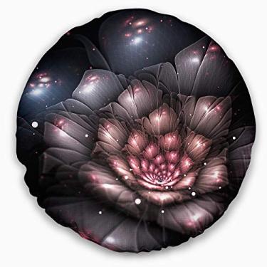Imagem de Flor fractal Designart com detalhes em rosa floral sala de estar, sofá, almofada de alta qualidade + capa de almofada impressa em ambos os lados 50 cm