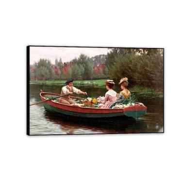 Imagem de Edmund Leighton impressão em tela Market Day por Reproduções de pinturas famosas Edmund Leighton pôster arte de parede para sala de estar quarto decoração de parede 60 x 40 cm (24 x 16 polegadas