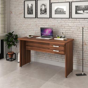 Imagem de Mesa Escrivaninha De Escritório 1,20m Tampo 30mm C-02gavetas Nogal