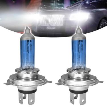 Imagem de HHZL Pacote com 2 lâmpadas de farol H4, lâmpadas halógenas de carro de 12 V 100 W, condensador de luz ultra branca de 850 lm, lâmpada de neblina universal adequada para a maioria dos carros, caminhões