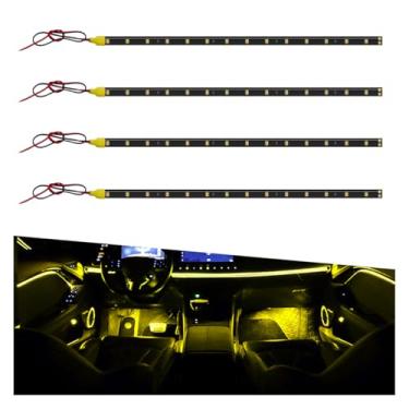 Imagem de DUSCOKE 4 peças DC 12 V impermeável faixa de luz LED para carro, 30 cm/1 pés 3528 15SMD tira de luz inferior da carroçaria com fio de 9 polegadas, luz de decoração interior de veículo para carrinho de