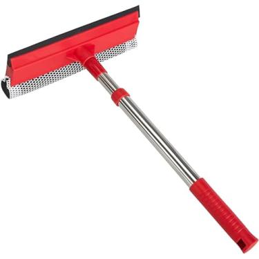 Imagem de Rodo de janela padrão profissional, esponja de limpeza de janela 2 em 1 e tira de borracha macia com alça retrátil de aço inoxidável (39,9 cm a 70 cm) para posto de gasolina, vidro, chuveiro, limpeza