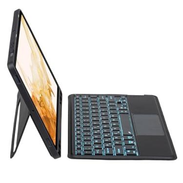 Imagem de QYiiD Capa com teclado Trackpad para Galaxy Tab S9 FE+/S9+/S10+ 31,5 cm, capa fólio magnética destacável com suporte, capa de teclado retroiluminada em 7 cores com suporte para caneta S para S10 Plus