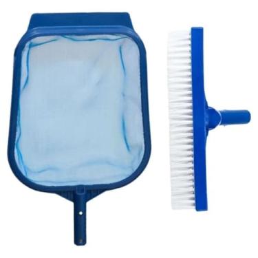 Imagem de Kit Escova Para Piscina e Peneira Grande para Piscinas de Fibra Alvenaria Vinil Estrutural Inflável