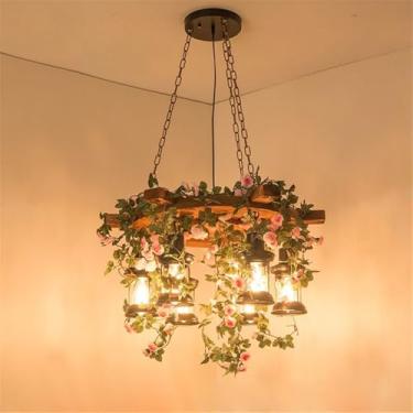 Imagem de Lustre Americano Pastoral LED Industrial Retrô Criativo Música Restaurante Bar Cafeteria Loja de Chá Loja de Roupas Decoração Plantas Verdes Luminária Pendente (OB 6 Lâmpadas)