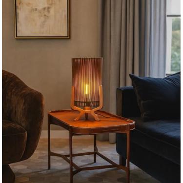 Imagem de Luminária Domus De Mesa MDF Laminado Freijó 44cm X 27cm Ofertamo