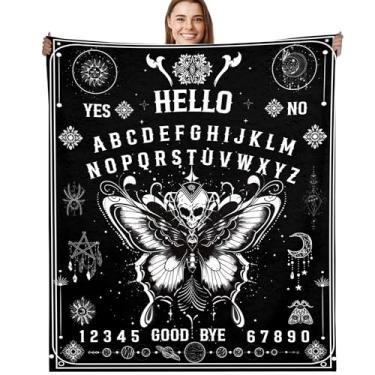 Imagem de Cobertor de tabuleiro Ouija, cobertor de flanela macio e aconchegante com design assustador gótico, bruxa oculta, presentes de bruxa oculta para mulheres, meninas, decoração de casa de Halloween (127