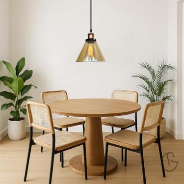 Imagem de Luminária de Teto Vintage Pendente para Lâmpadas Fio e Canopla Pretos, Bocal E27 e Vidro (180 Âmbar)