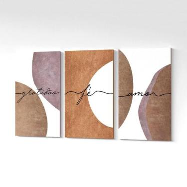 Imagem de Quadro Canvas Gratidão Fé Amor Minimalista Frases 125X65Cm - Plimshop
