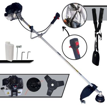 Imagem de Roçadeira Multifuncional Toyama RT43LB-25A Motor 2 Tempos 43cc 10.000rpm 1,7HP de Potência Cortador de Grama Com Cabeçote de Nylon + Lâmina 3 Pontas