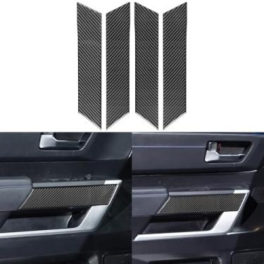Imagem de NVCNX Fibra de carbono premium real para Toyota Tundra 2022-2025 / Sequoia 2023-2025 2024 capa de painel de apoio de braço de porta acessórios de acabamento interno adesivo de sobreposição 4 peças sem