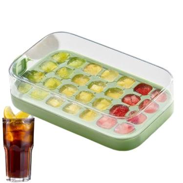 Imagem de Bandeja de gelo com tampa – Bandeja de silicone para cubos gelados com tampa | Moldes de gelo de grau alimentício 28, acessórios de cozinha de fácil liberação para café, cerveja e xícara