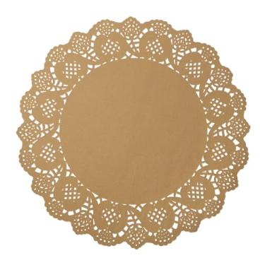 Imagem de Phantomon 100 peças de papel de renda marrom – Jogo americano descartável natural não tingido sem cor, ecológico para bolos, sobremesas, mesa de jantar, casamentos, festas de aniversário (13,5