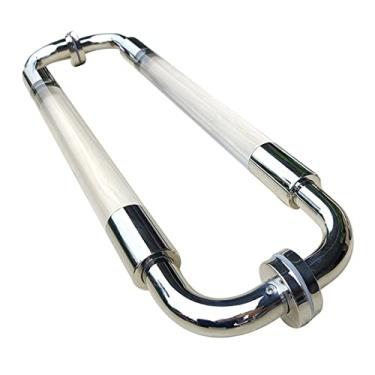 Imagem de ZDJZMGZ Puxador de porta de vidro deslizante Puxador de porta interno externo, puxador de porta deslizante de acrílico transparente com barra de aço inoxidável, kit de ferragens de portão de celeiro