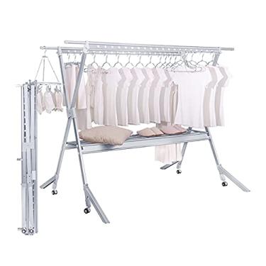 Imagem de YWangQiang Arrumador de roupas/chão dobrável interior exterior varanda casa à prova de vento liga de alumínio polia cabideiro 2,55 m (cor: C) (A)