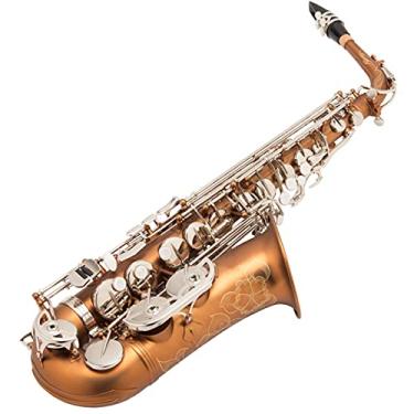 Imagem de Saxofone profissional fosco niquelado botões alto em E Flat para apresentações adultas, kit de saxofone de latão para iniciantes