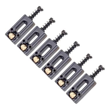 Imagem de Generic Conjunto de 6 Carrinhos para Ponte Tremolo, Reparo Profissional, Fácil de Usar, Robustos E de Alto Desempenho, em Liga de Zinco E Ferro, Preto